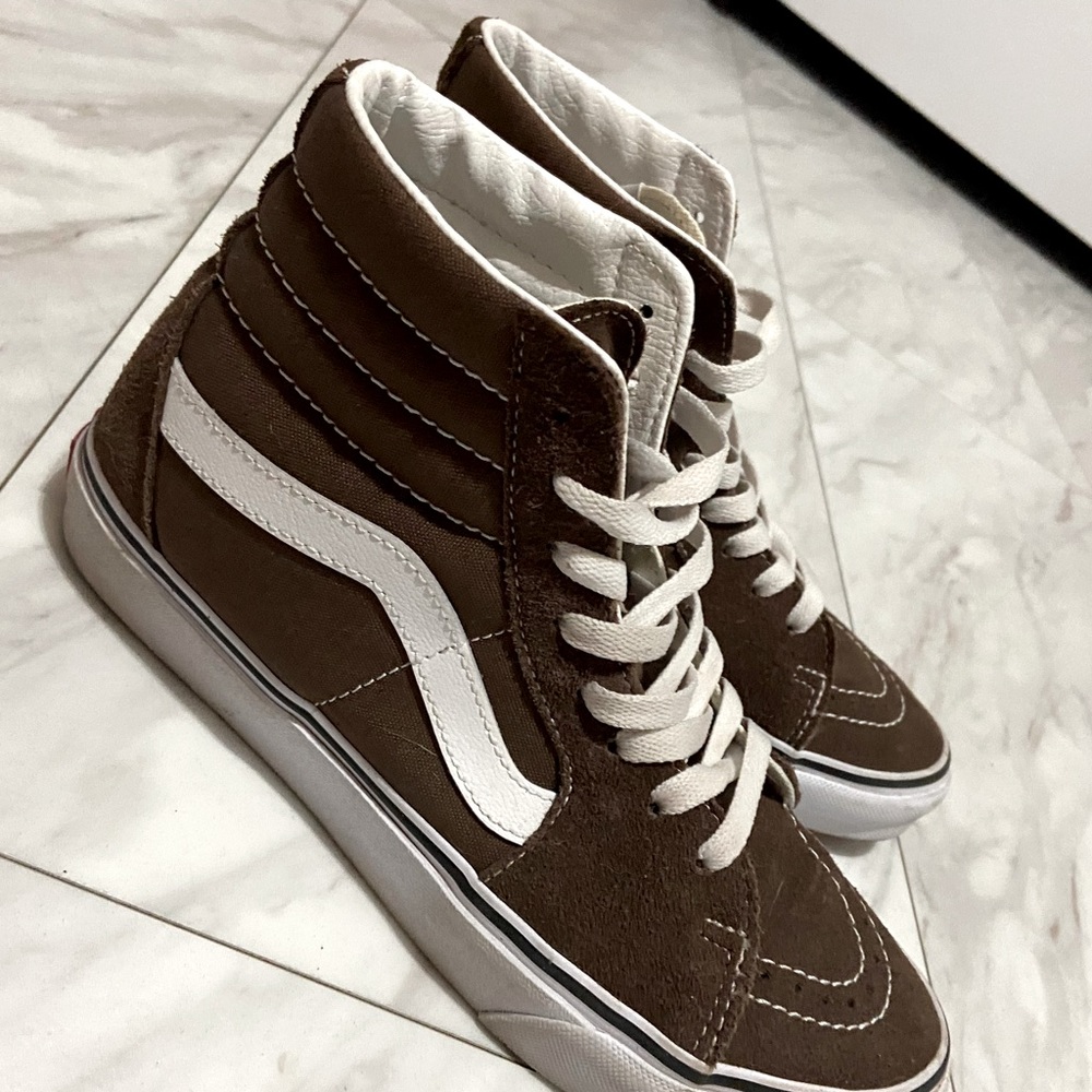 Brown suede Vans high tops women 8.5